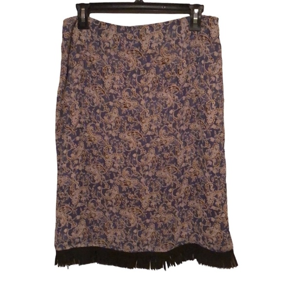 Telluride midi skirt with hem fringe, sz 8 - Picture 1 of 7